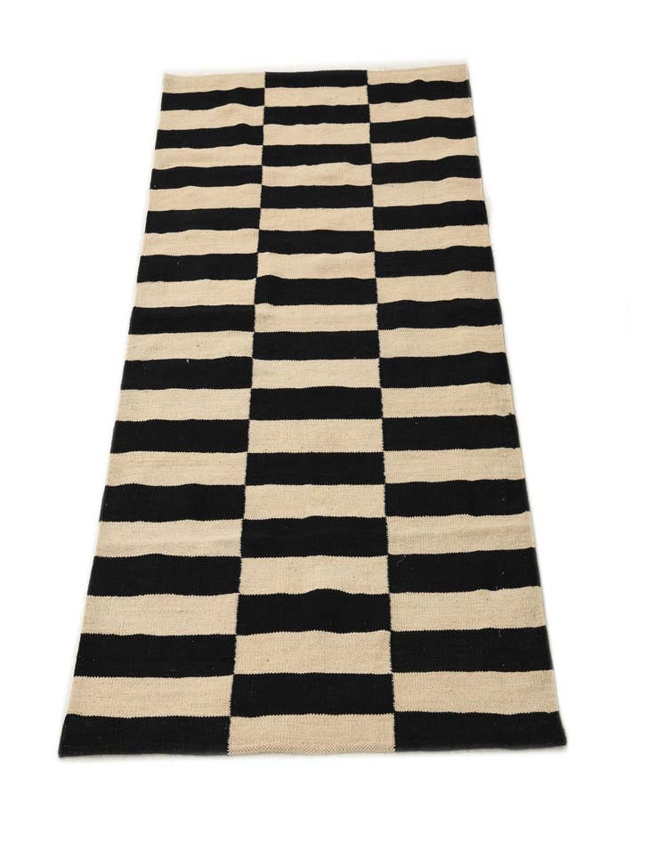 Detail image of  3' 2 x 5' 10  Hand Woven Kilim Modern Wool Rug