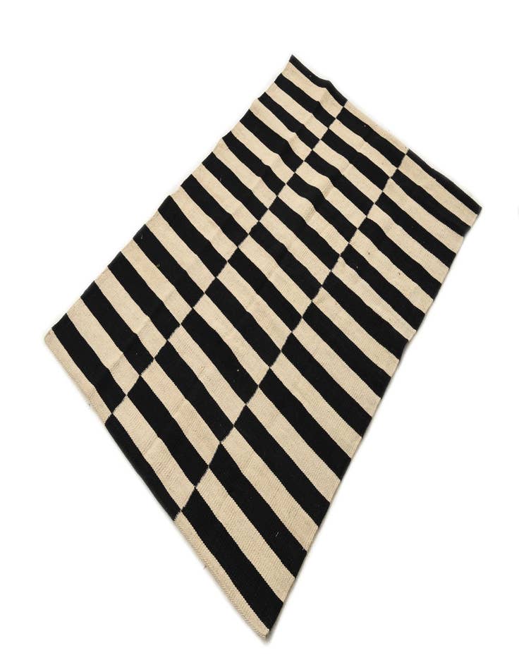 Detail image of  3' 4 x 4' 9  Hand Woven Kilim Modern Wool Rug