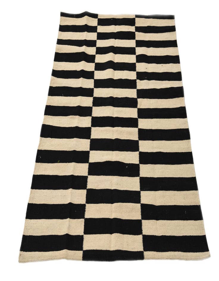 Detail image of  3' 4 x 4' 9  Hand Woven Kilim Modern Wool Rug