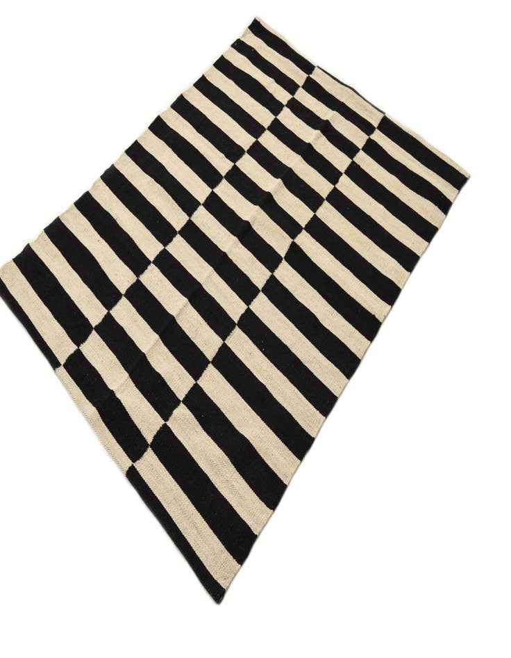 Detail image of  3' 5 x 4' 7  Hand Woven Kilim Modern Wool Rug