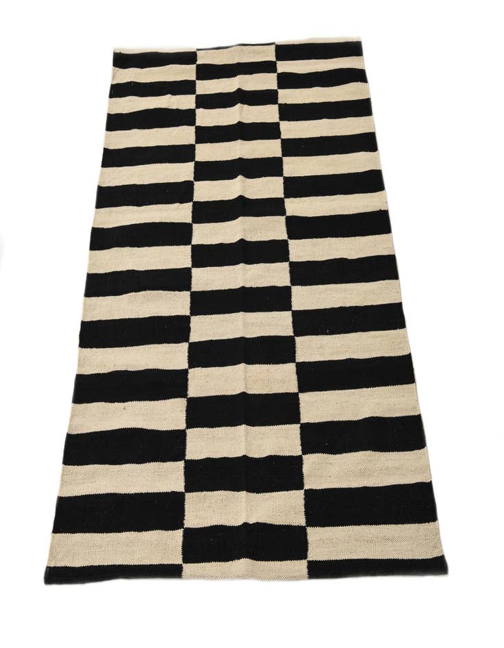 Detail image of  3' 5 x 4' 7  Hand Woven Kilim Modern Wool Rug