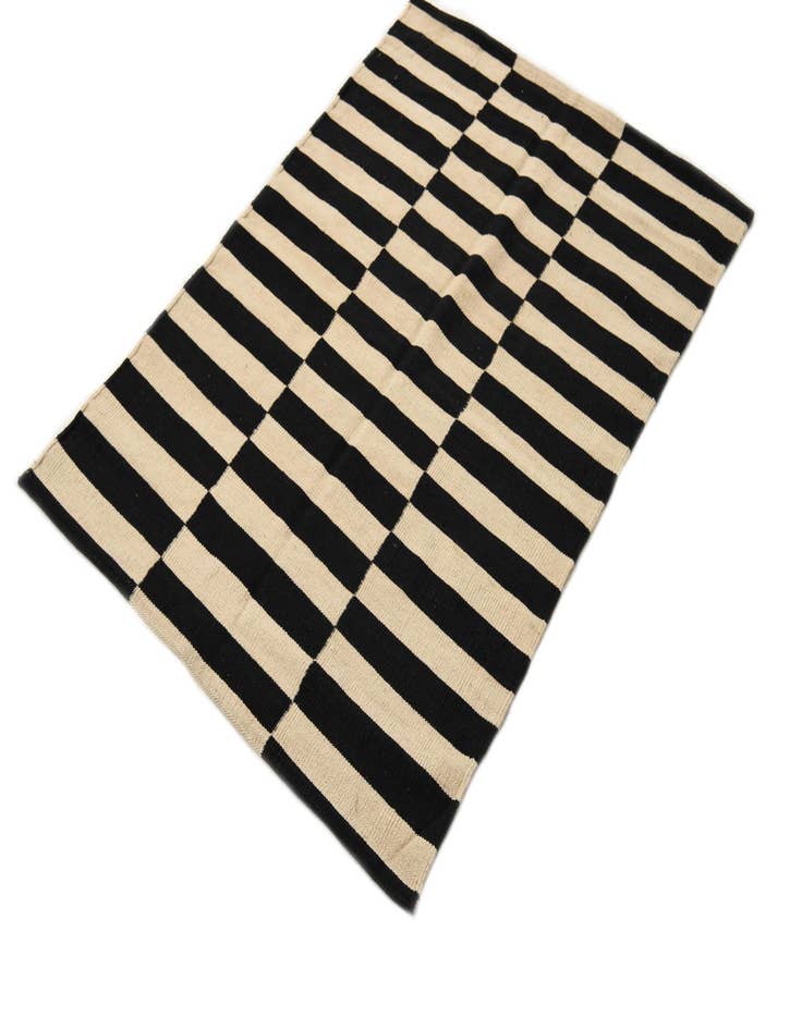 Detail image of  3' 4 x 4' 10  Hand Woven Kilim Modern Wool Rug