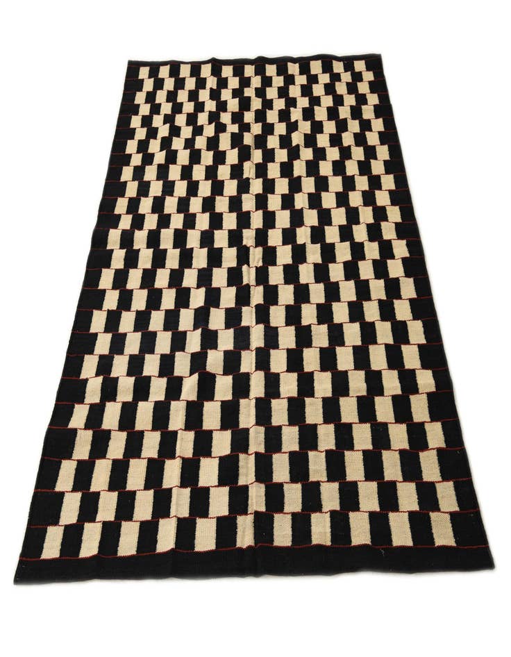 Detail image of  4' 9 x 6' 2  Hand Woven Kilim Modern Wool Rug