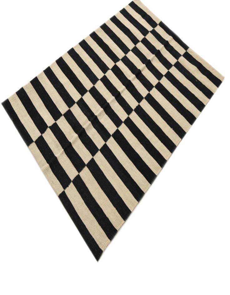 Detail image of  3' 5 x 5'  Hand Woven Kilim Modern Wool Rug