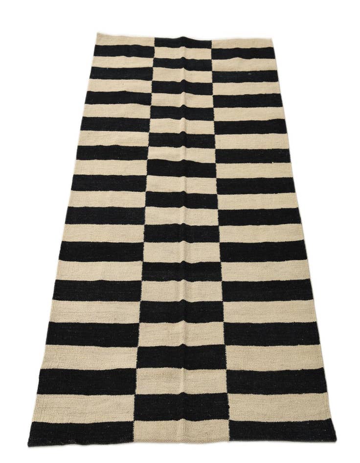 Detail image of  3' 5 x 5'  Hand Woven Kilim Modern Wool Rug