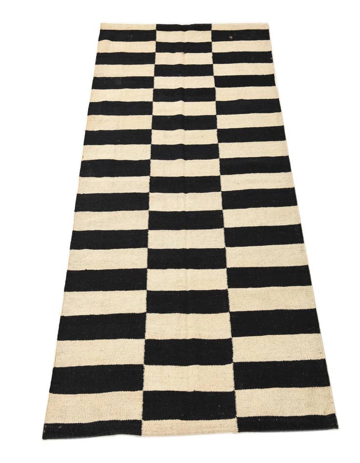 Detail image of  3' 4 x 4' 9  Hand Woven Kilim Modern Wool Rug