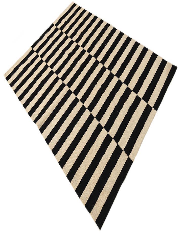 Detail image of  4' 3 x 5' 11  Hand Woven Kilim Modern Wool Rug