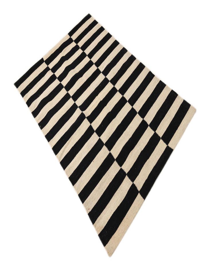 Detail image of  3' 2 x 4' 9  Hand Woven Kilim Modern Wool Rug