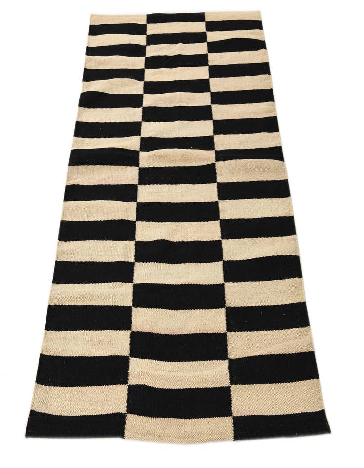 Detail image of  3' 4 x 4' 9  Hand Woven Kilim Modern Wool Rug