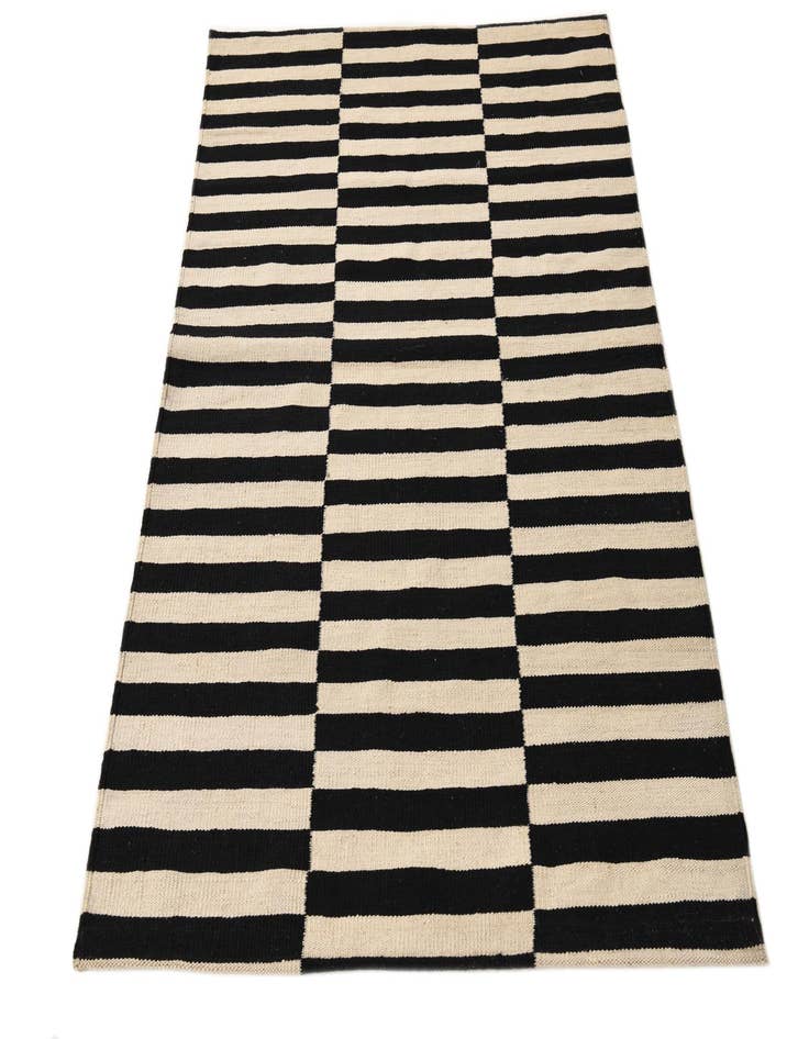 Detail image of  3' 4 x 4' 9  Hand Woven Kilim Modern Wool Rug