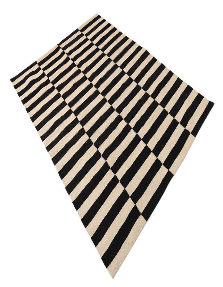 Detail image of  4' 7 x 6' 4  Hand Woven Kilim Modern Wool Rug