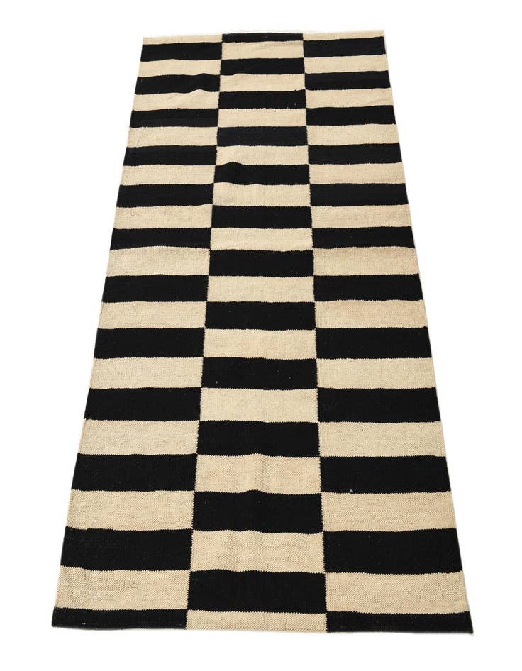 Detail image of  3' 5 x 4' 9  Hand Woven Kilim Modern Wool Rug