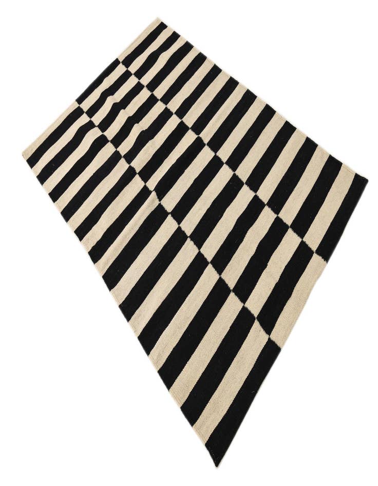 Detail image of  3' 4 x 4' 11  Hand Woven Kilim Modern Wool Rug