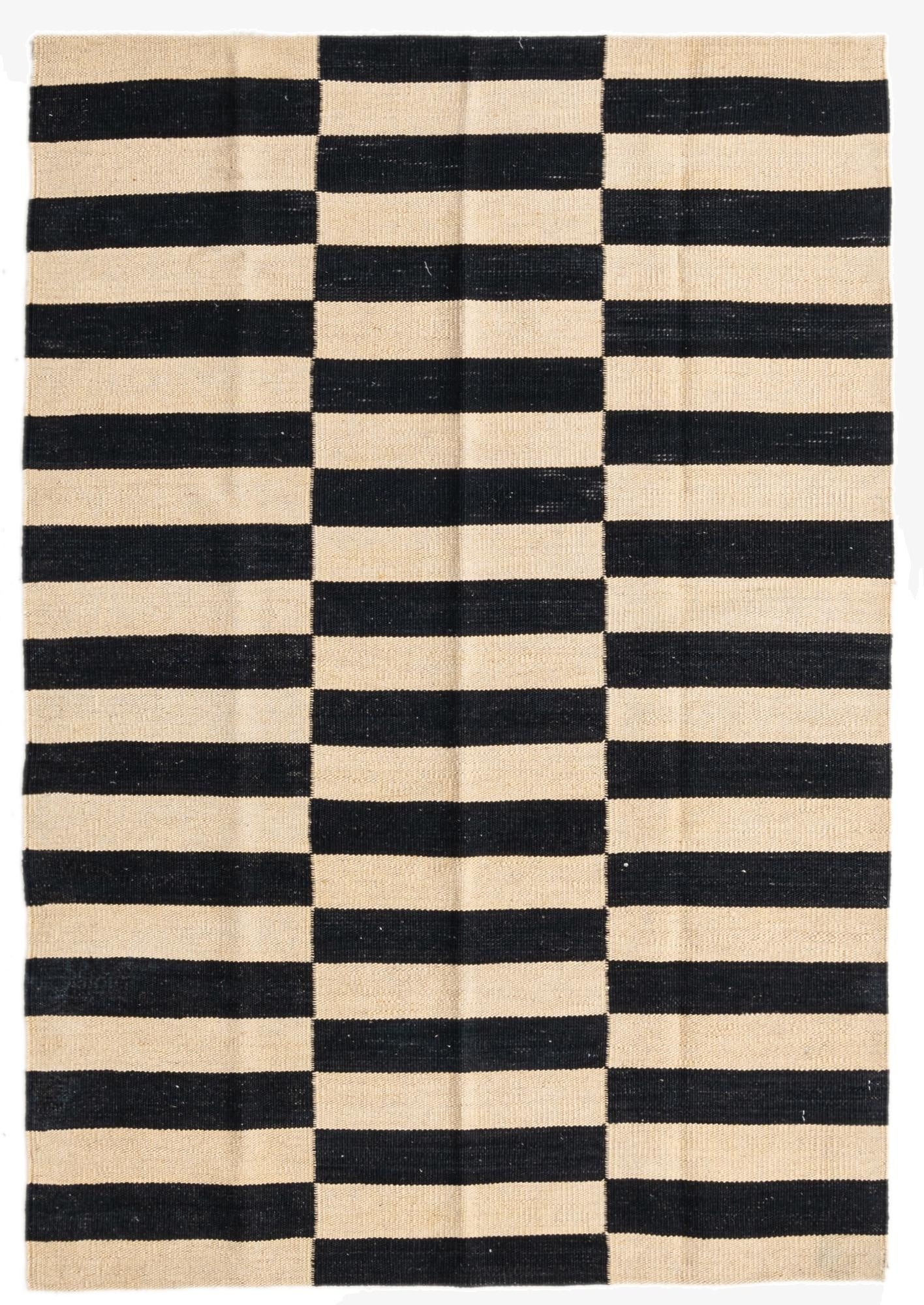  3' 4 x 4' 10  Hand Woven Kilim Modern Wool Rug