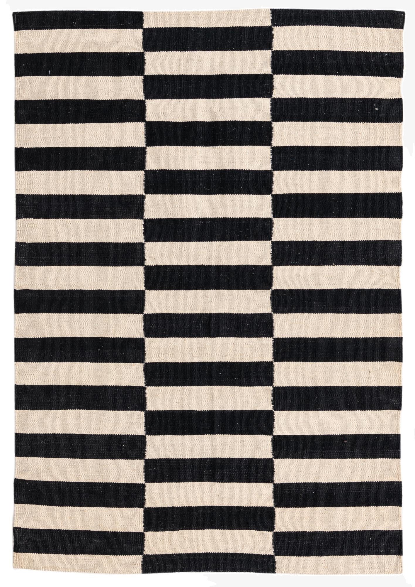  3' 4 x 4' 10  Hand Woven Kilim Modern Wool Rug