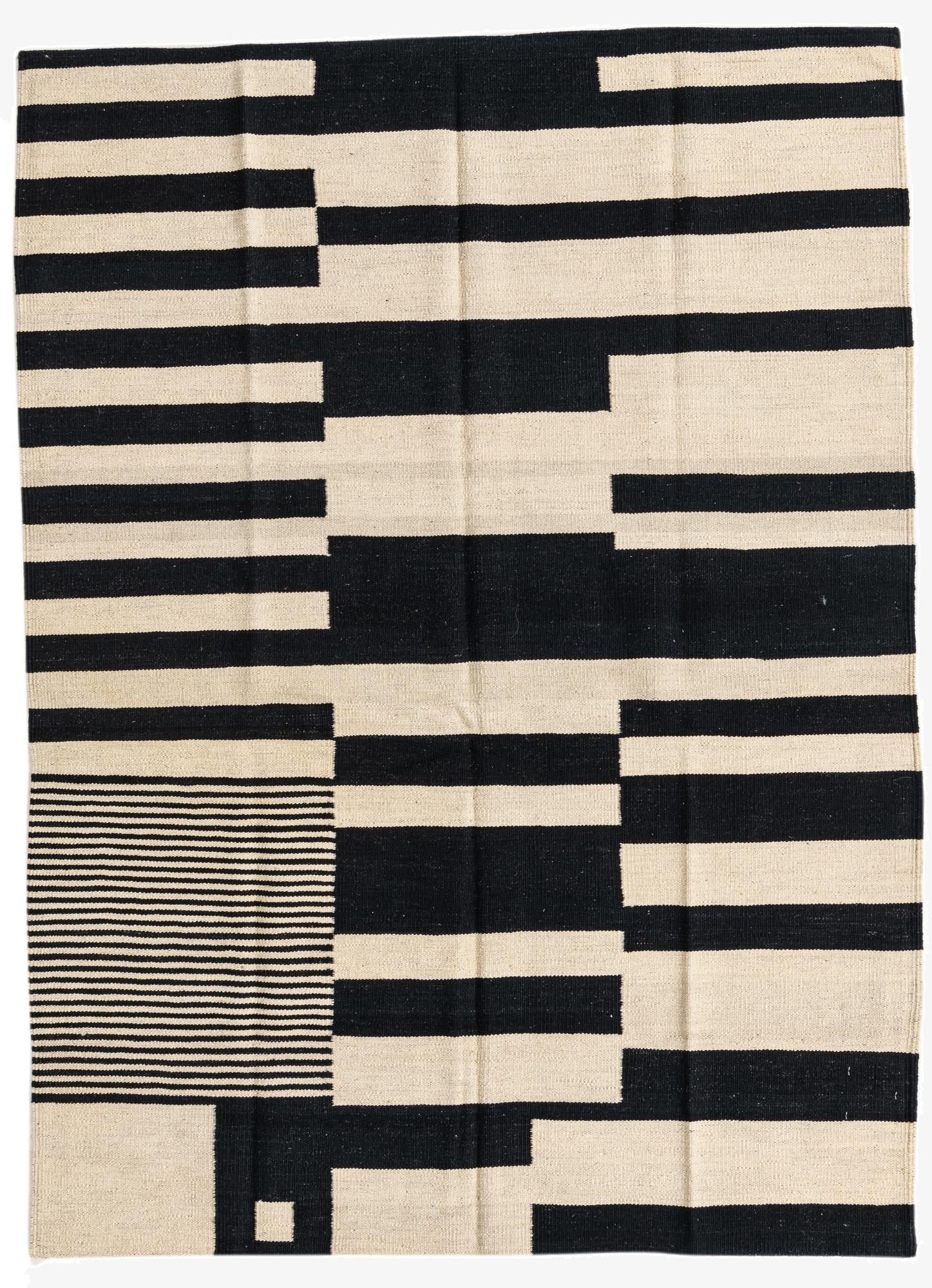  4' 8 x 6' 3  Hand Woven Kilim Modern Wool Rug