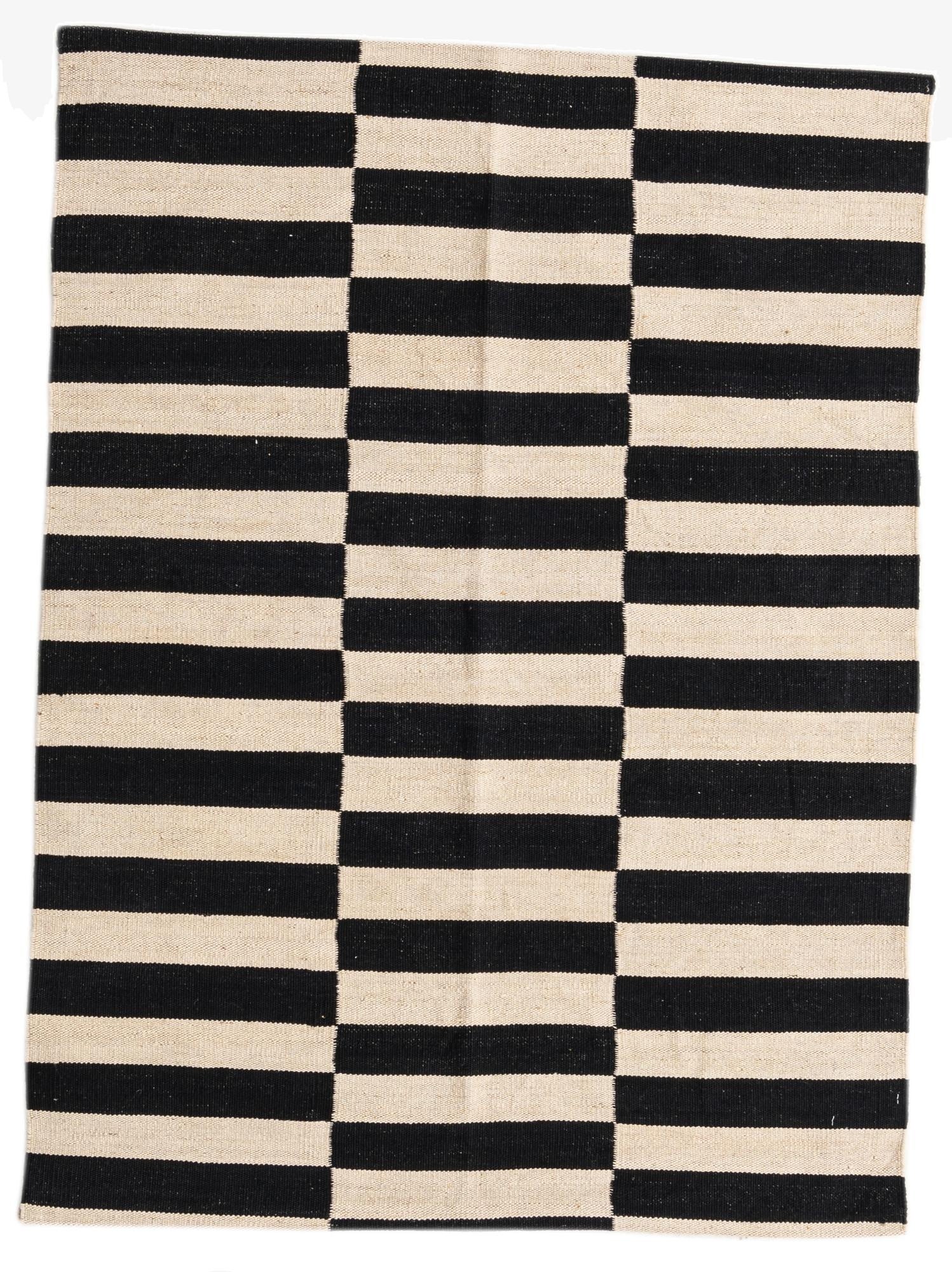  3' 5 x 4' 7  Hand Woven Kilim Modern Wool Rug