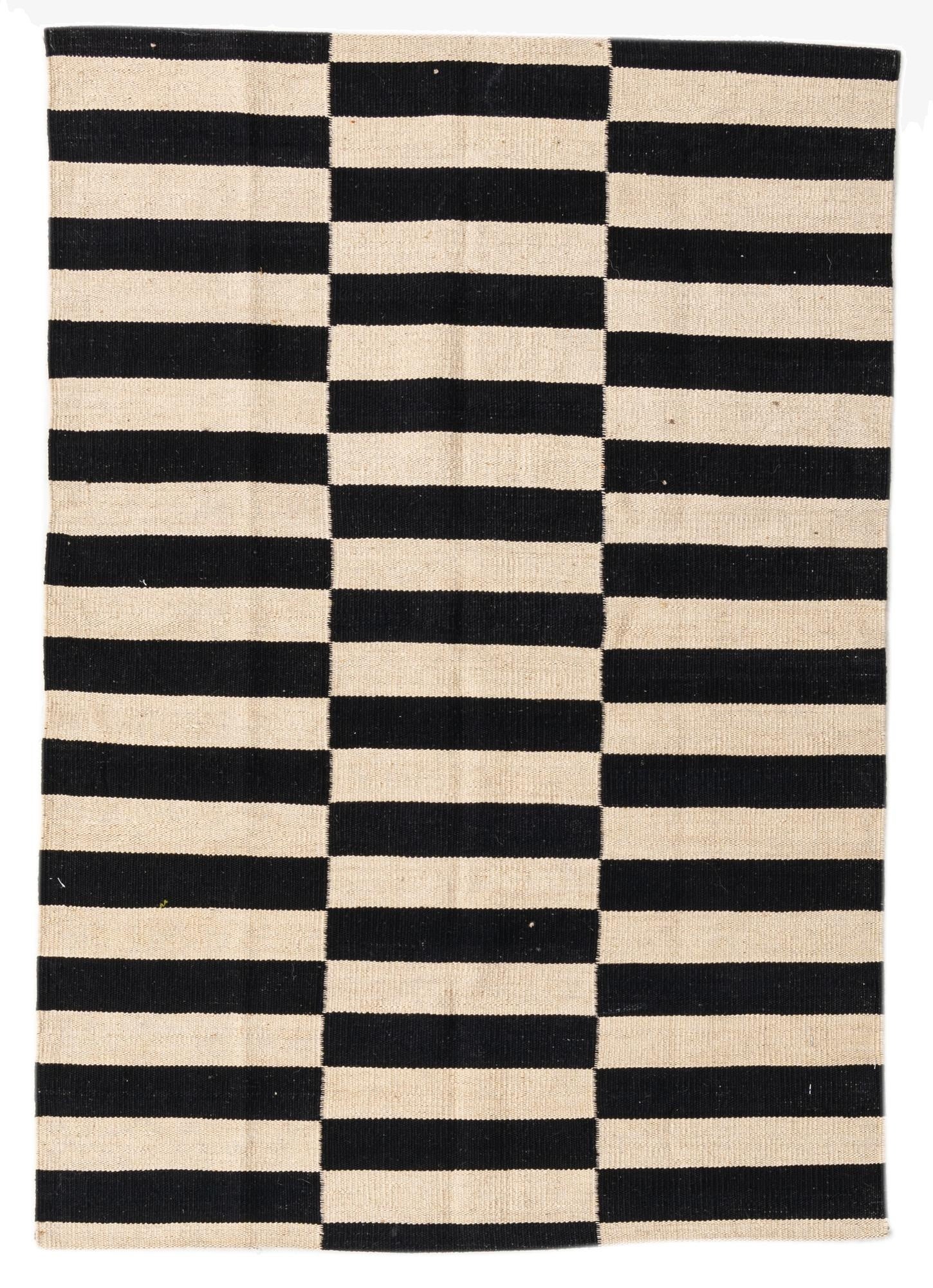  3' 4 x 4' 9  Hand Woven Kilim Modern Wool Rug