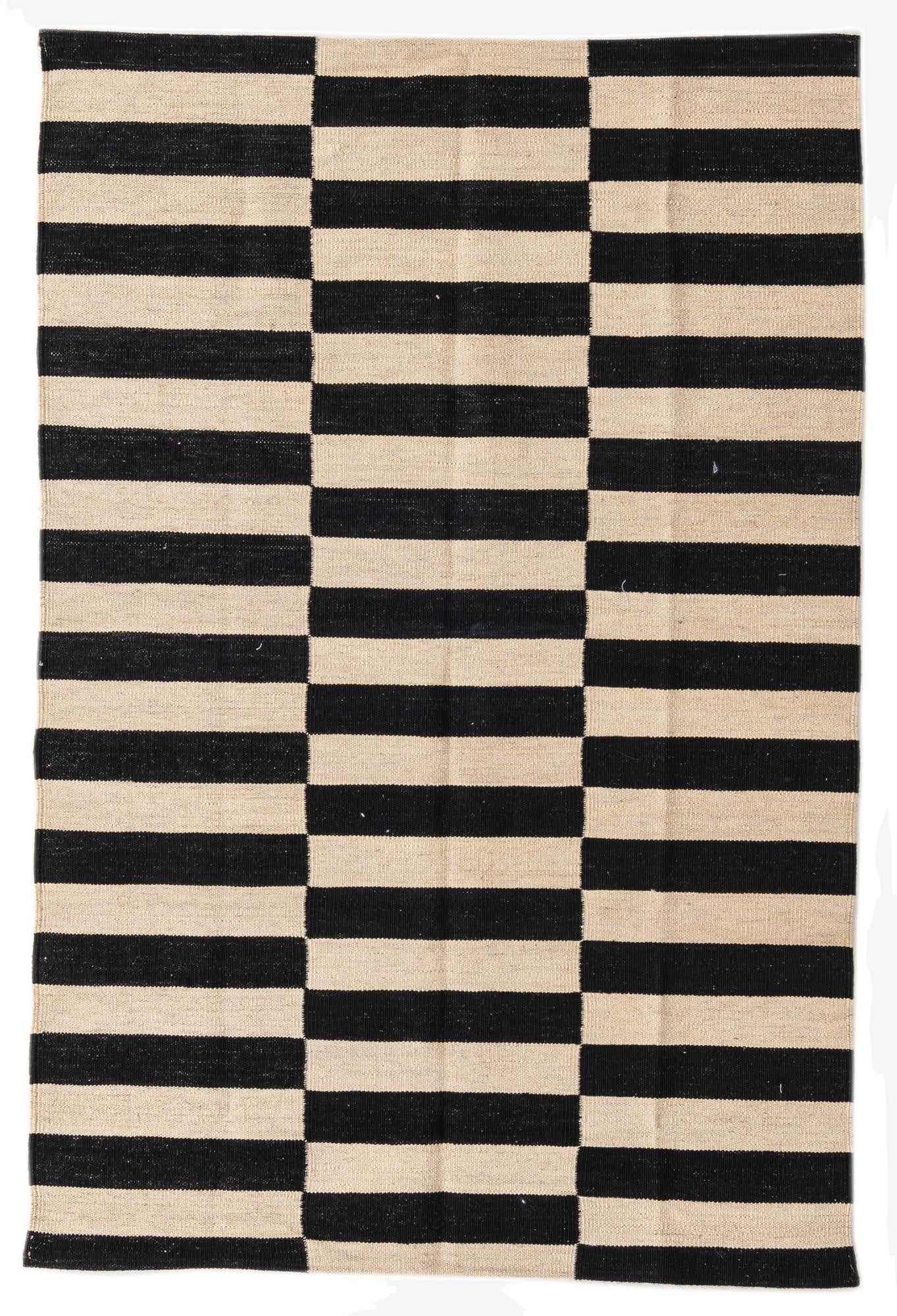  3' 4 x 5'  Hand Woven Kilim Modern Wool Rug