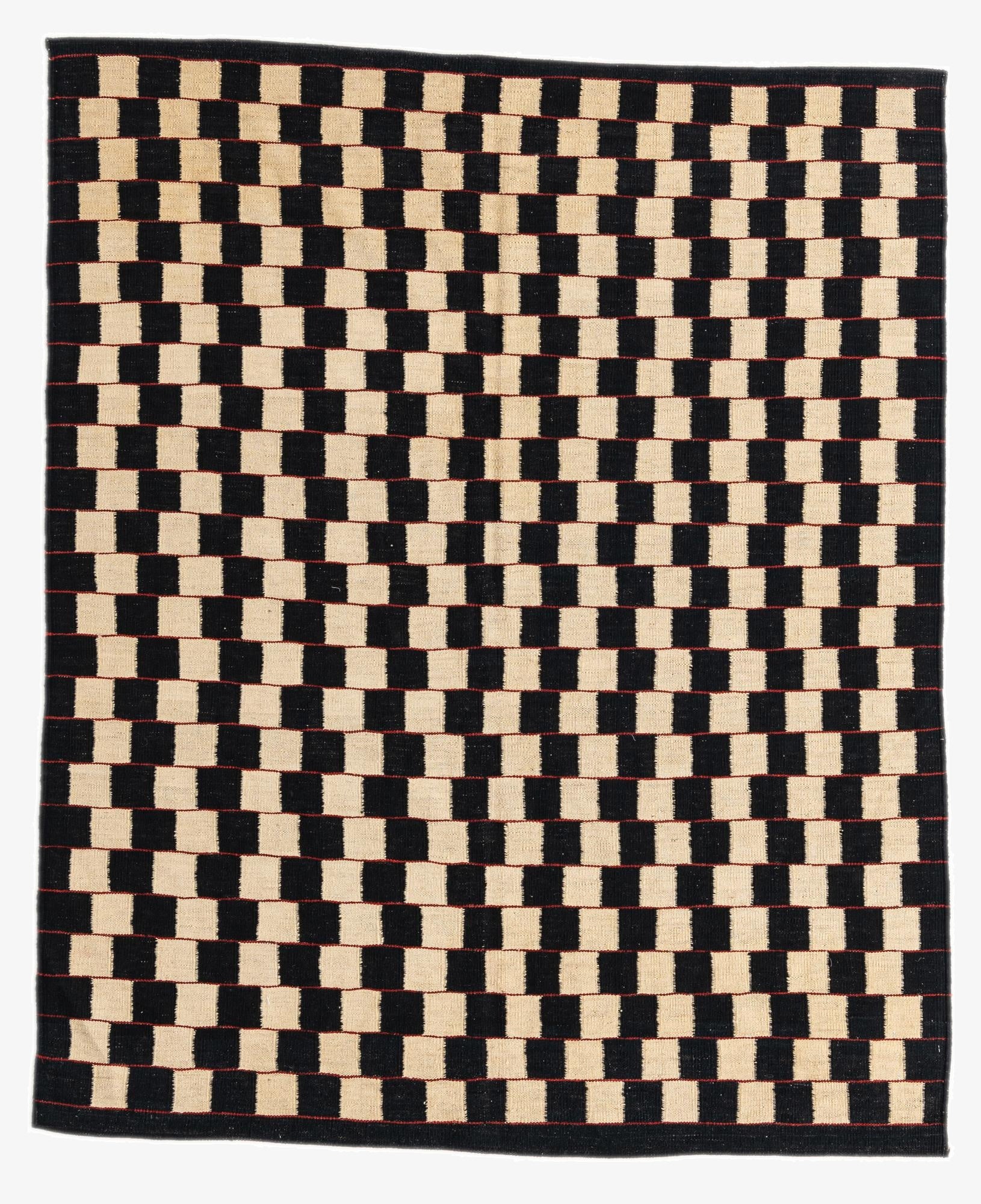 5' 2 x 6' 3  Hand Woven Kilim Modern Wool Rug
