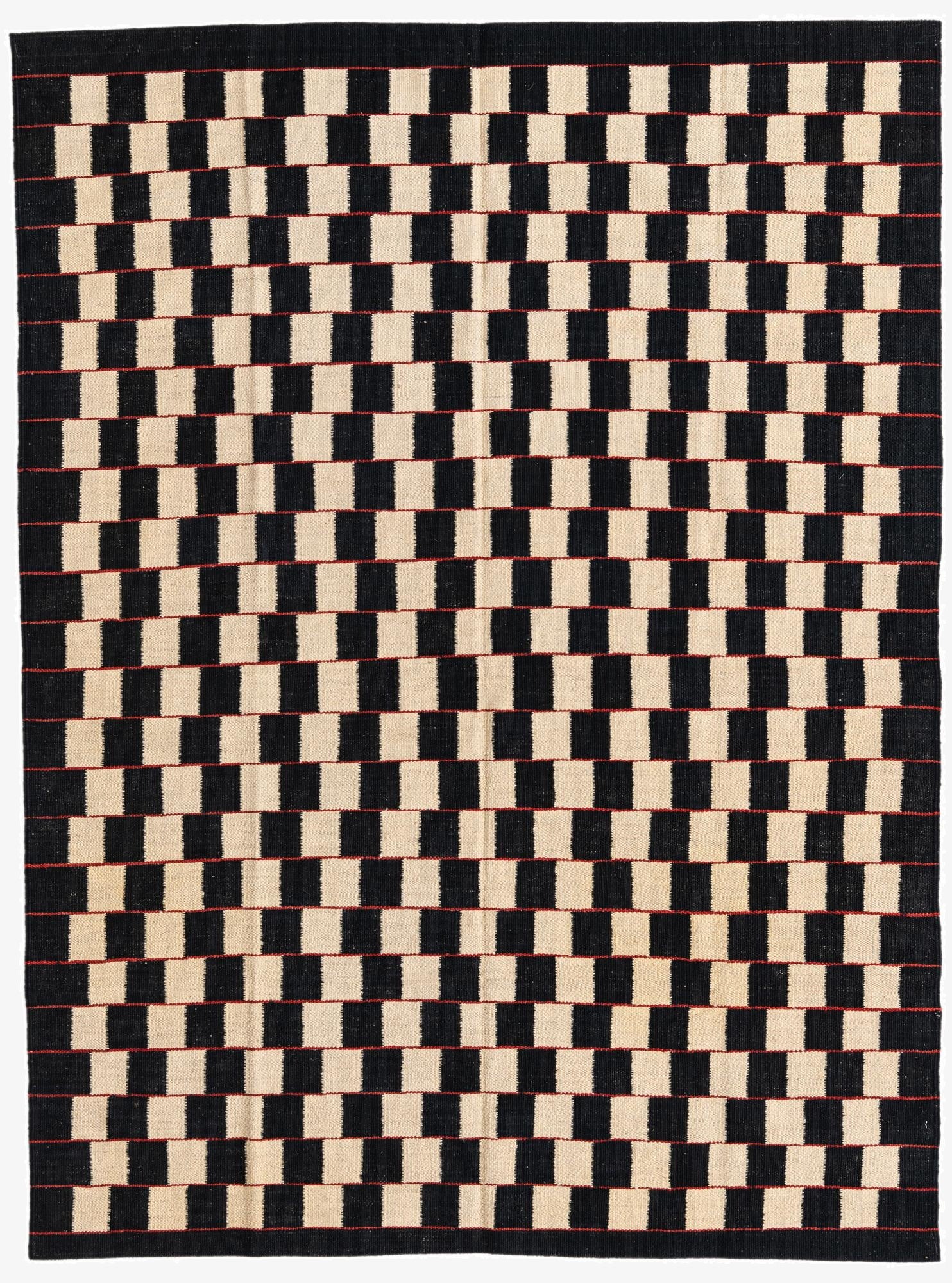  4' 9 x 6' 5  Hand Woven Kilim Modern Wool Rug