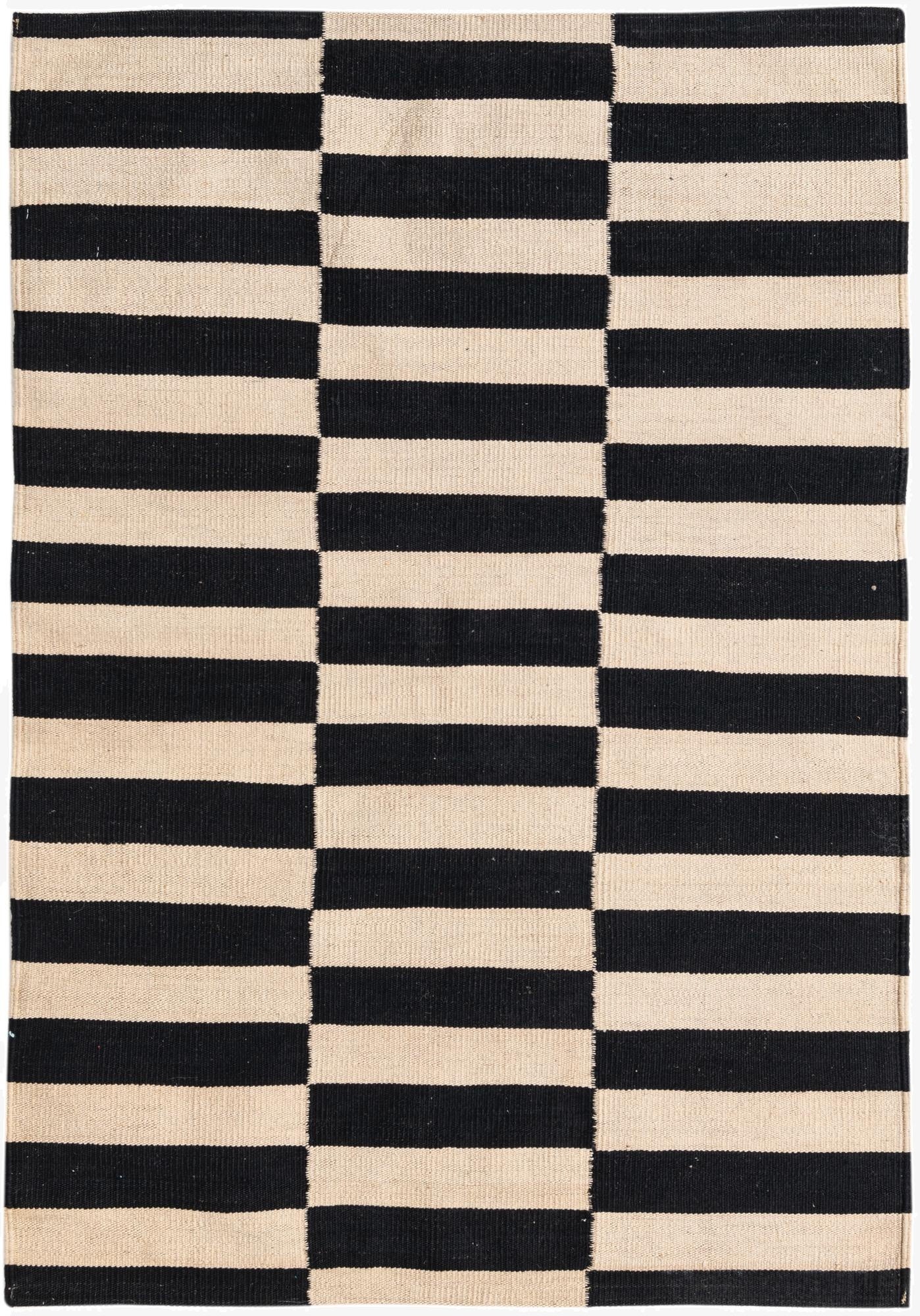  3' 4 x 4' 9  Hand Woven Kilim Modern Wool Rug