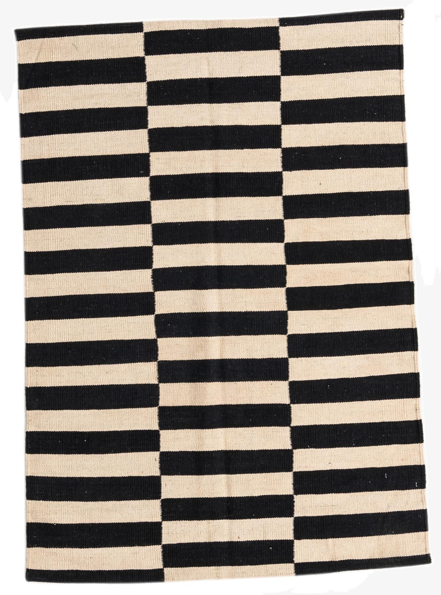 3' 4 x 4' 10  Hand Woven Kilim Modern Wool Rug