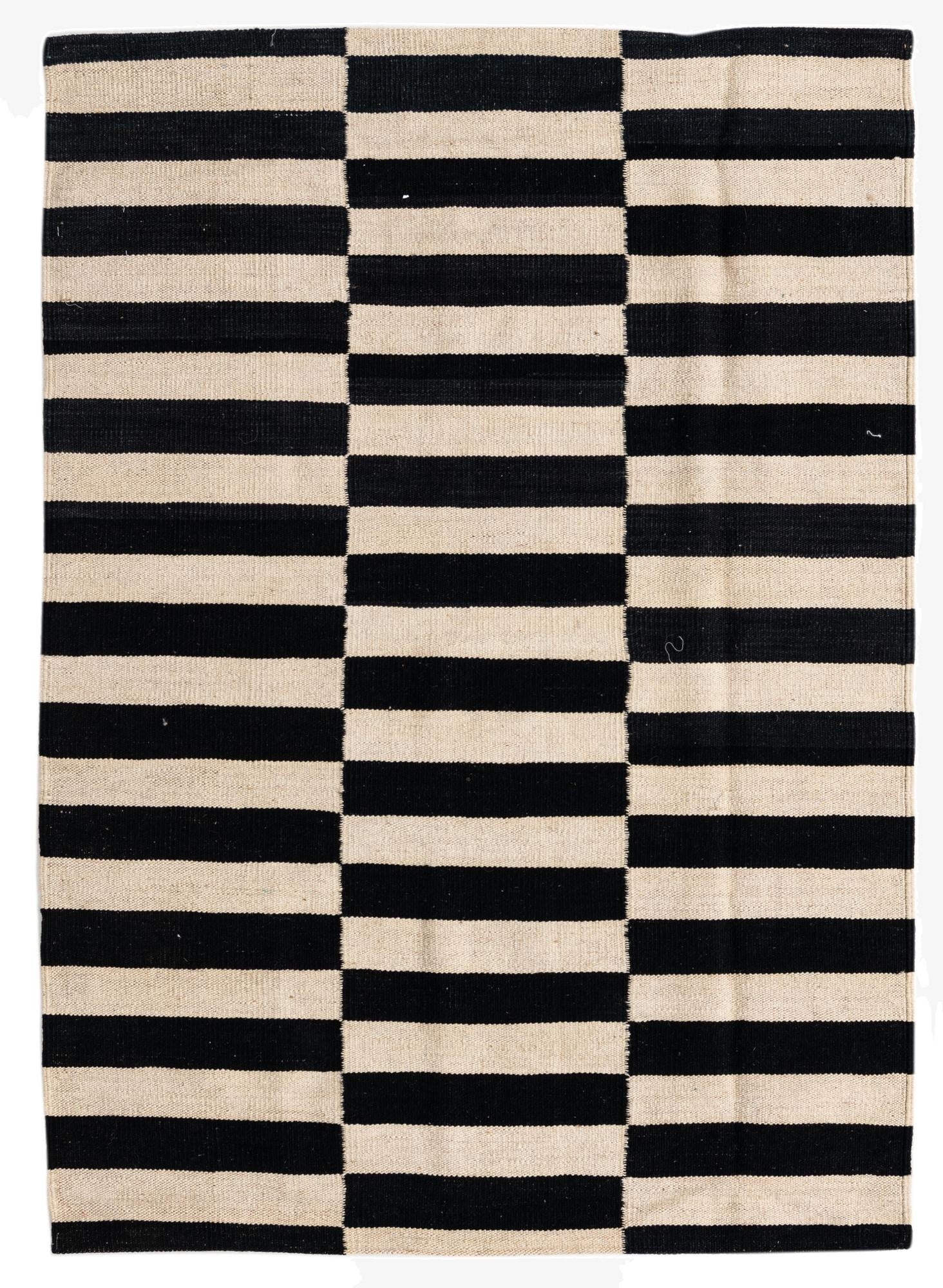  3' 4 x 4' 8  Hand Woven Kilim Modern Wool Rug