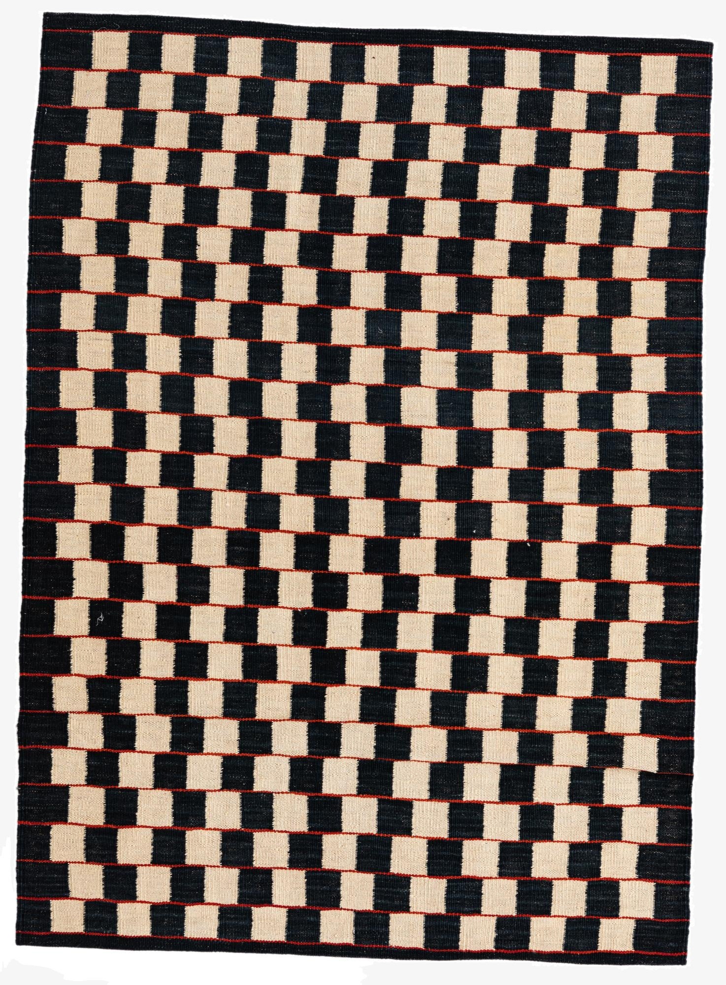  4' 2 x 5' 9  Hand Woven Kilim Modern Wool Rug
