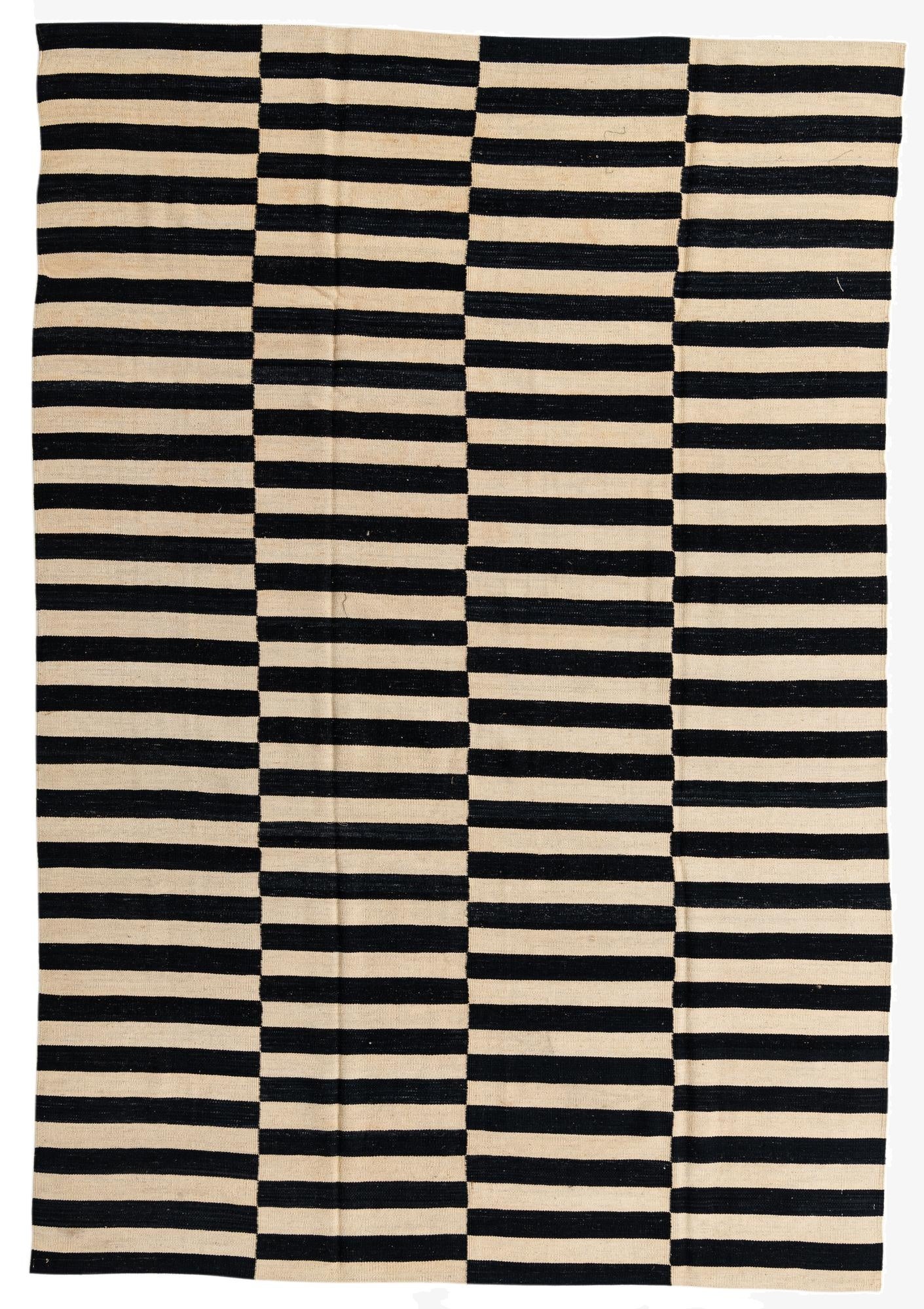  6' 8 x 9' 10  Hand Woven Kilim Modern Wool Rug