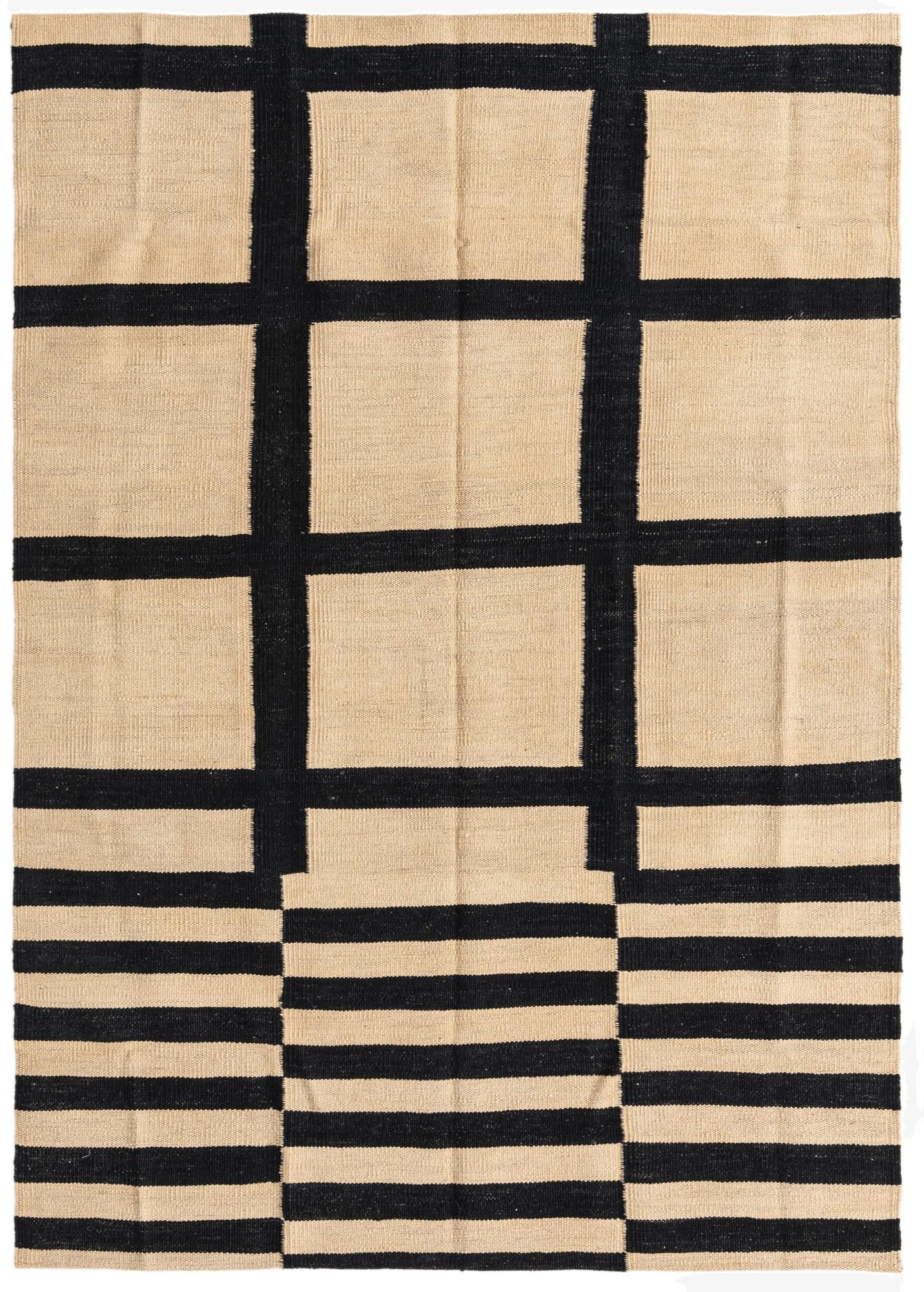  4' 1 x 5' 9  Hand Woven Kilim Modern Wool Rug