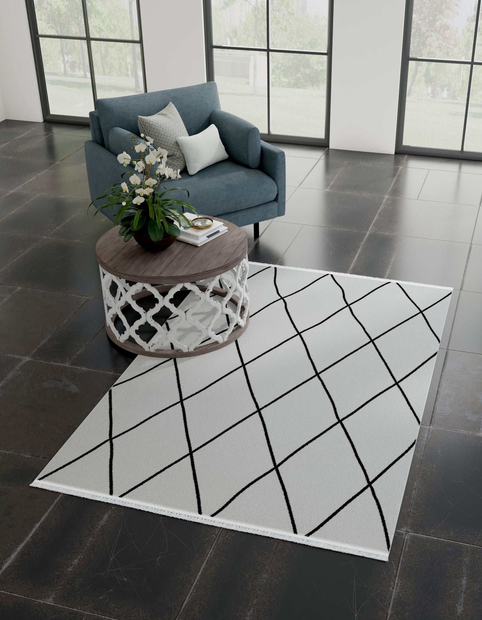 Black and White 9' x 12' Garner Milano Rug