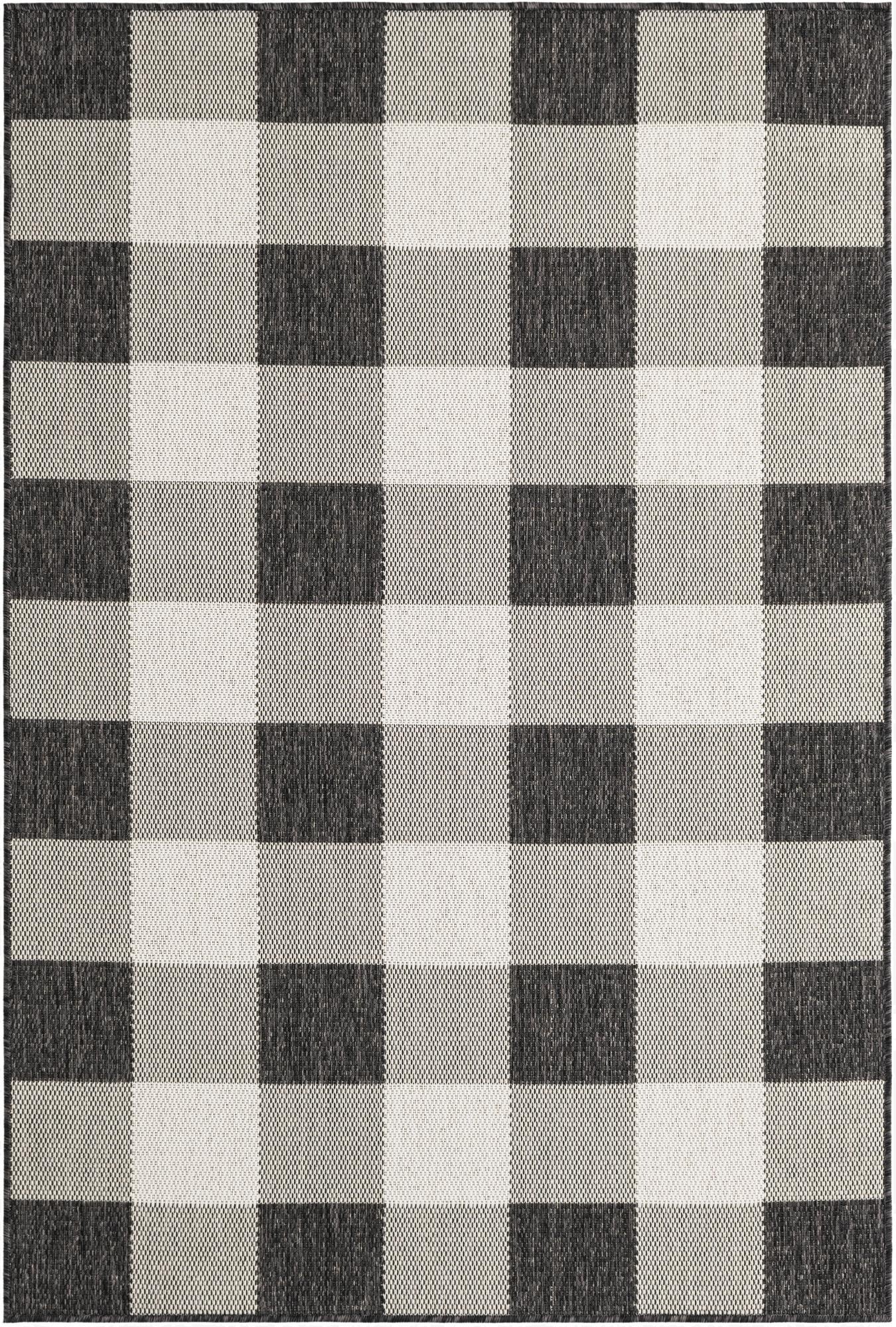  4' x 6'  Washable Checkered Indoor / Outdoor Rug