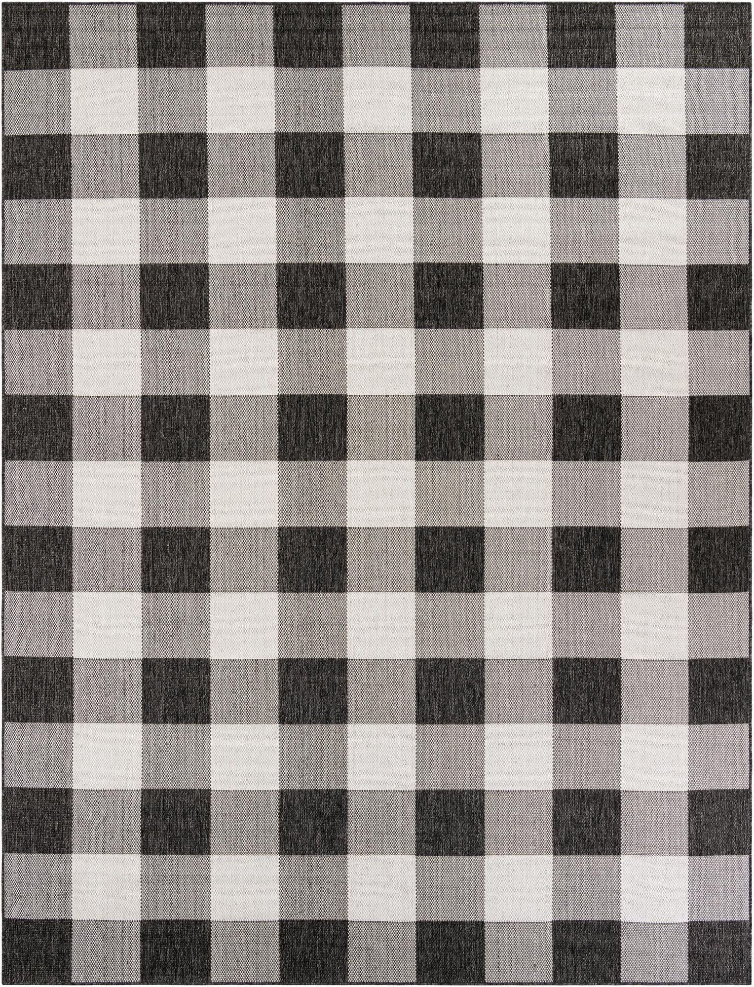 Primary image  9' x 12'  Washable Checkered Indoor / Outdoor Rug