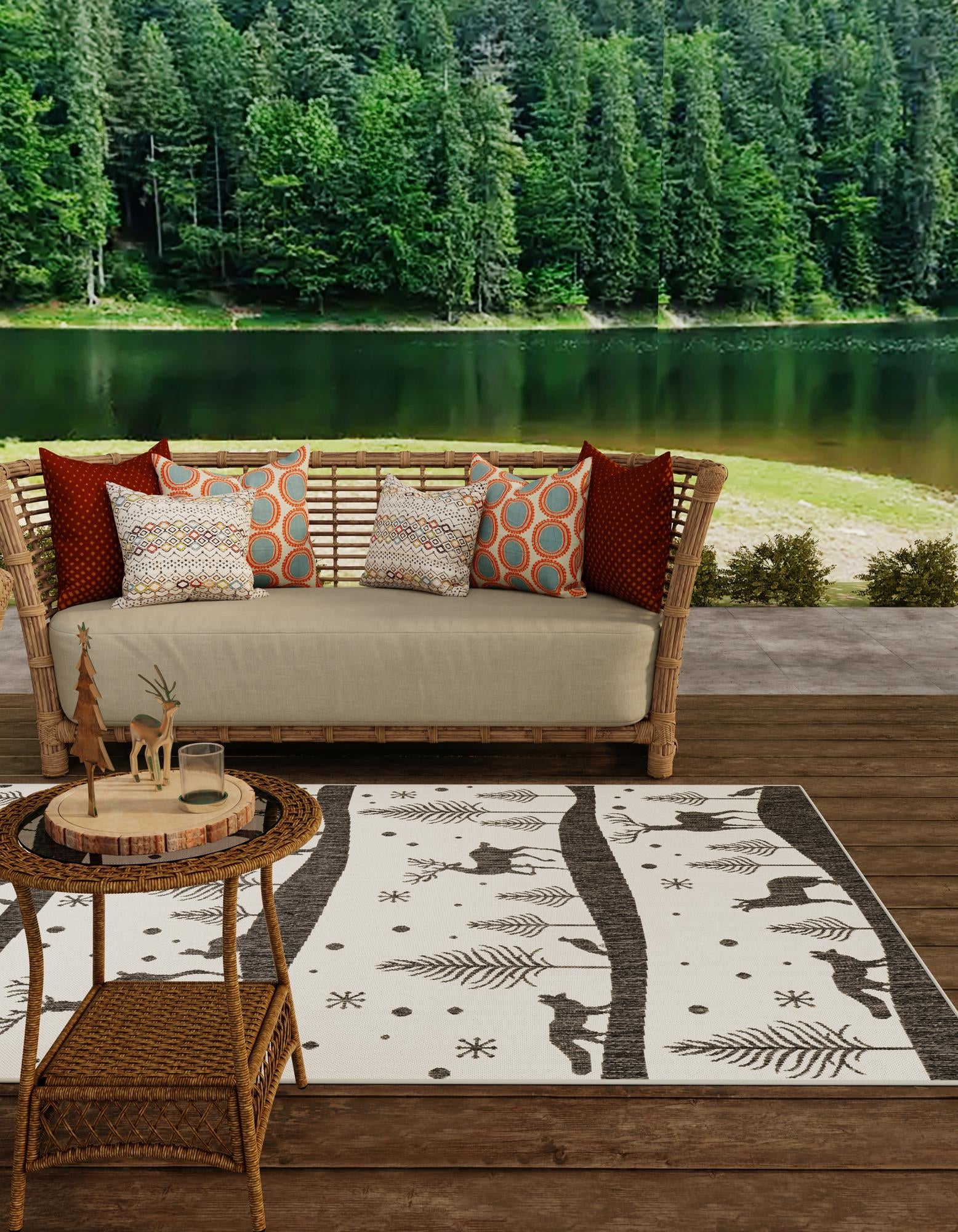 Black and White 2' x 3' Holiday Indoor / Outdoor Rug | Rugs.com