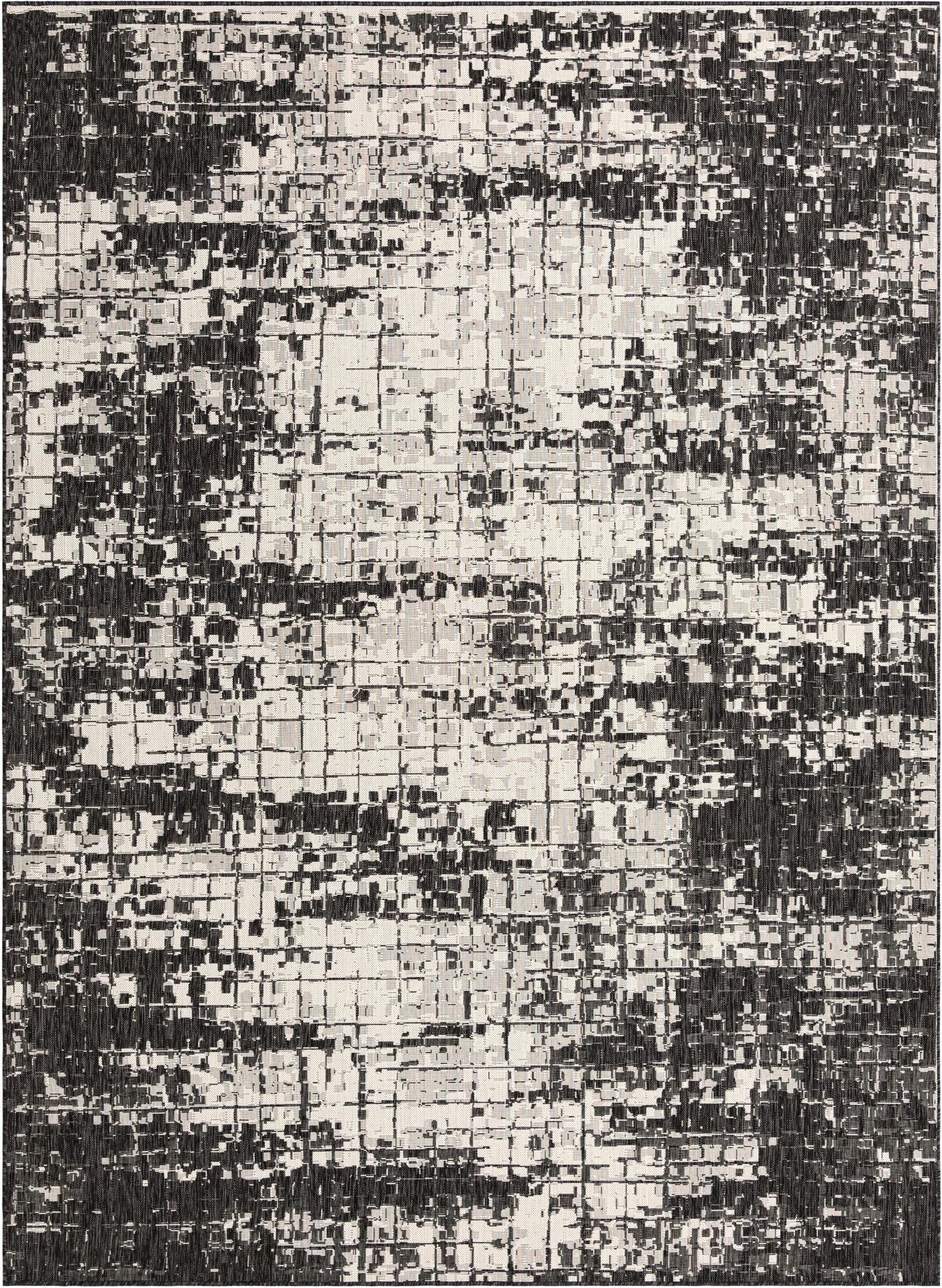 Black and White 9' x 12' Modern Indoor / Outdoor Rug | Rugs.com