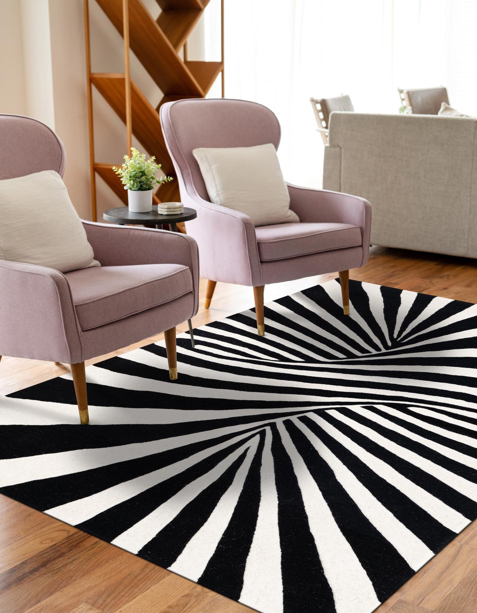 Black and White 10' x 14' 1 Vortex Wool Rug