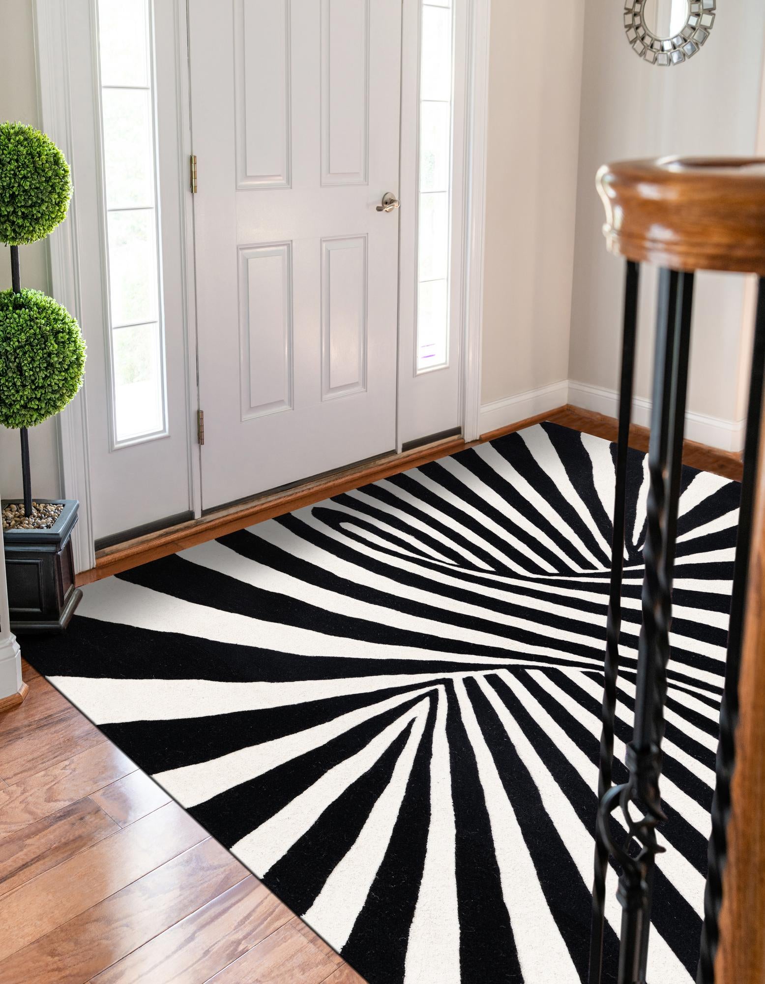 Black and White 10' x 14' 1 Vortex Wool Rug