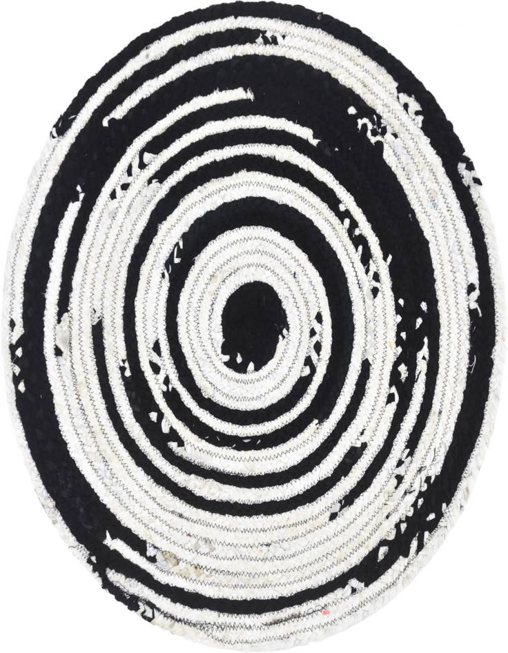 Detail image of  3' 3 x 3' 3  Hand Braided Chindi Round Rug