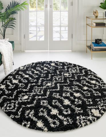  5' 3 x 5' 3 Moroccan Trellis Shag Round Rug