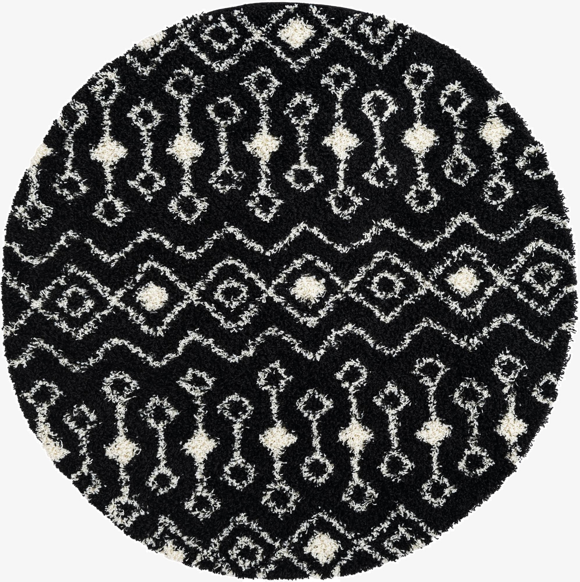  6' x 6' Moroccan Trellis Shag Round Rug