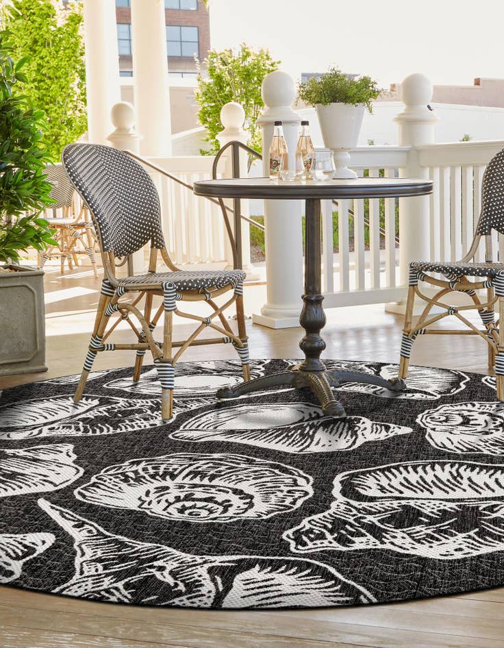 Detail image of  12' x 12'  Washable Coastal Indoor / Outdoor Round Rug