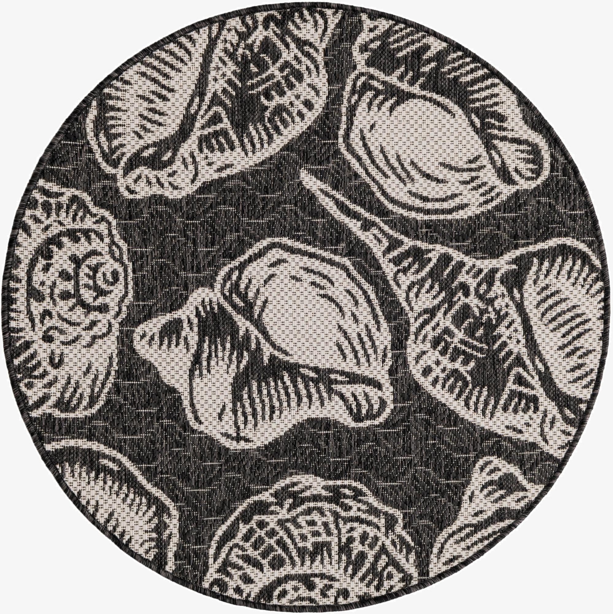  3' x 3'  Washable Coastal Indoor / Outdoor Round Rug