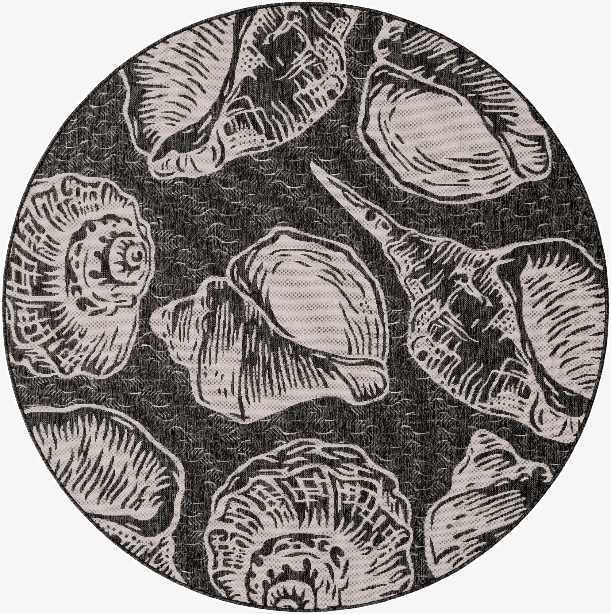  6' x 6'  Washable Coastal Indoor / Outdoor Round Rug