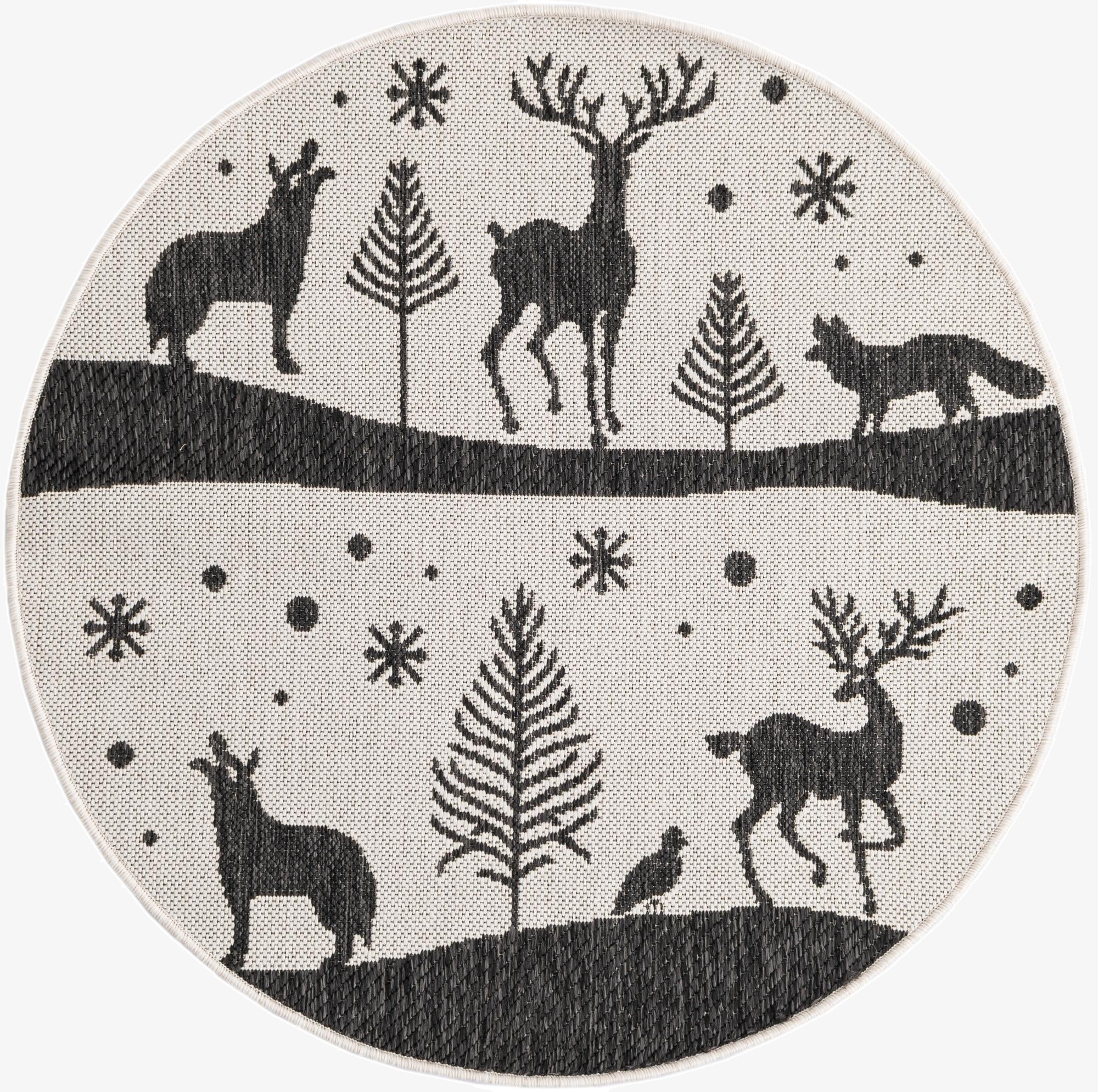  3' x 3'  Washable Holiday Indoor / Outdoor Round Rug