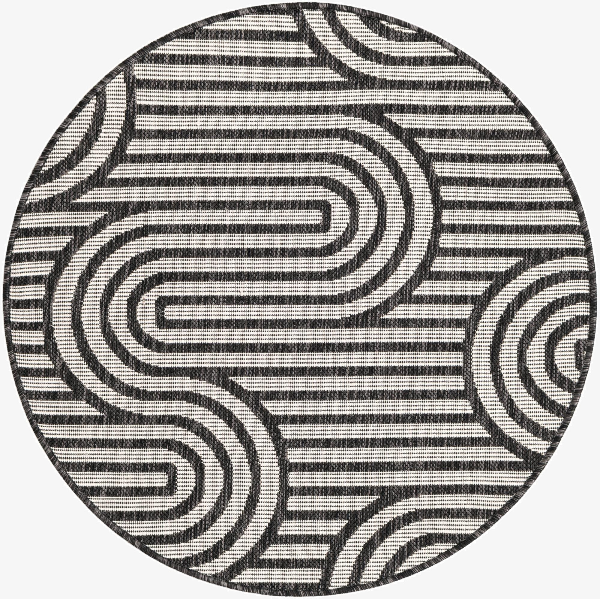  3' x 3'  Washable Modern Indoor / Outdoor Round Rug