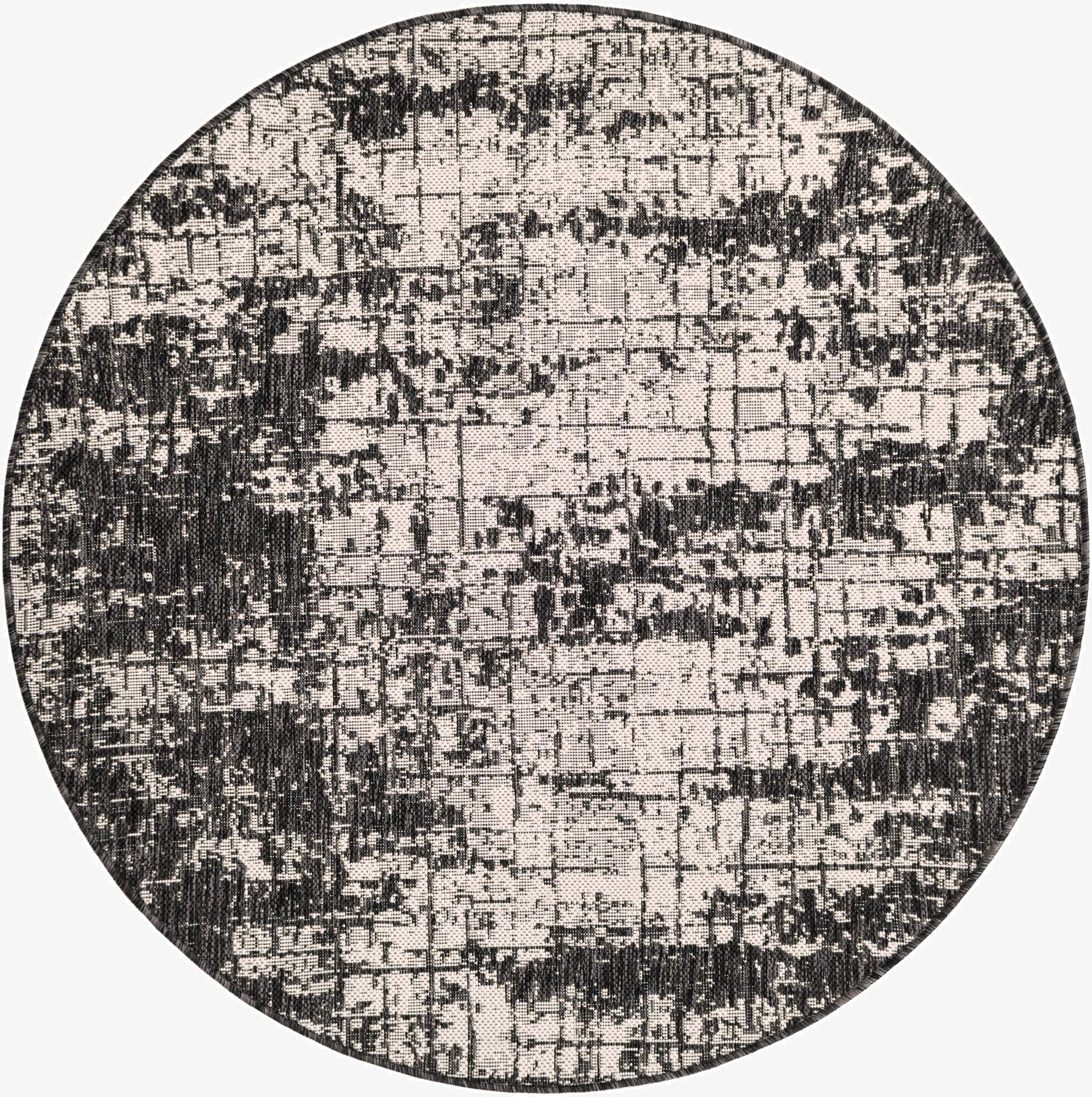  4' x 4'  Washable Modern Indoor / Outdoor Round Rug