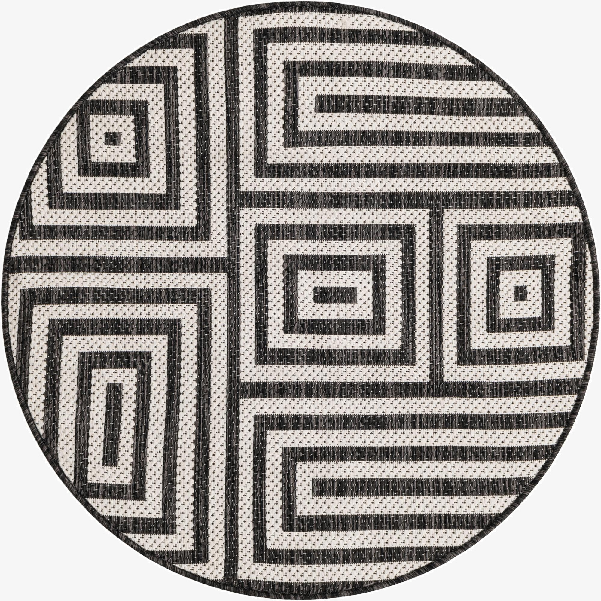  3' x 3'  Washable Modern Indoor / Outdoor Round Rug