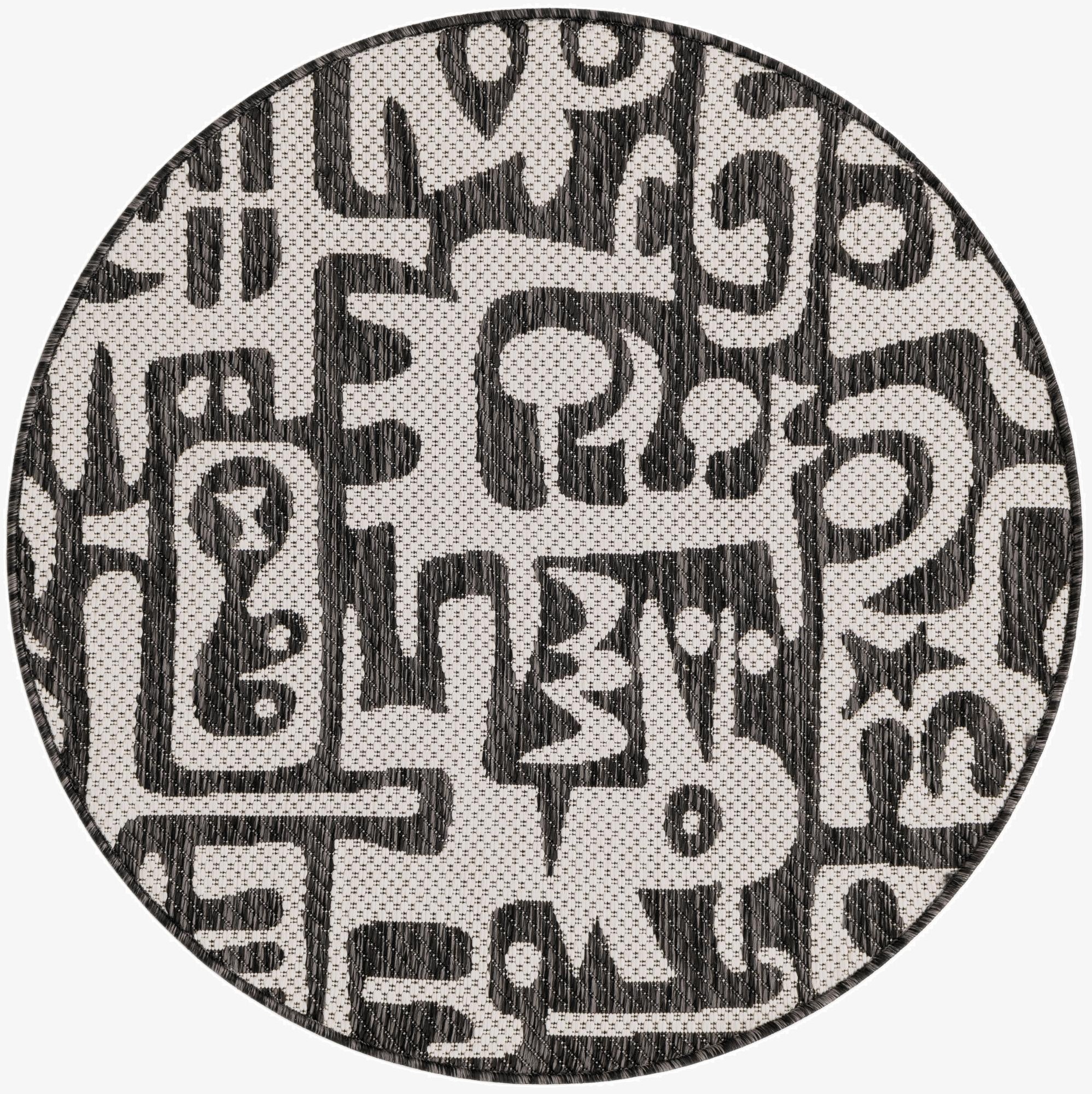  3' x 3'  Washable Modern Indoor / Outdoor Round Rug