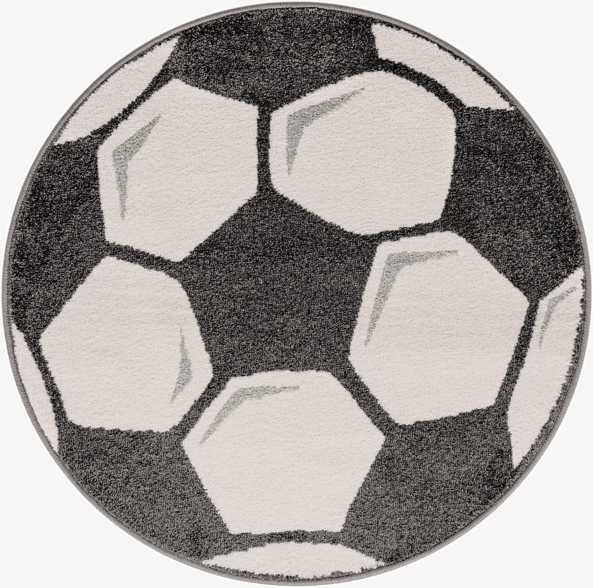  3' 3 x 3' 3 Soccer Ball Whimsy Kids Round Rug